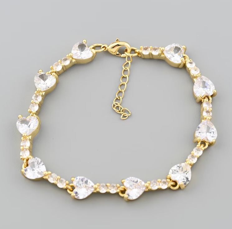 Elegant 18K Gold Filled Heart Zircon Bracelet With Sparkling CZ Stones